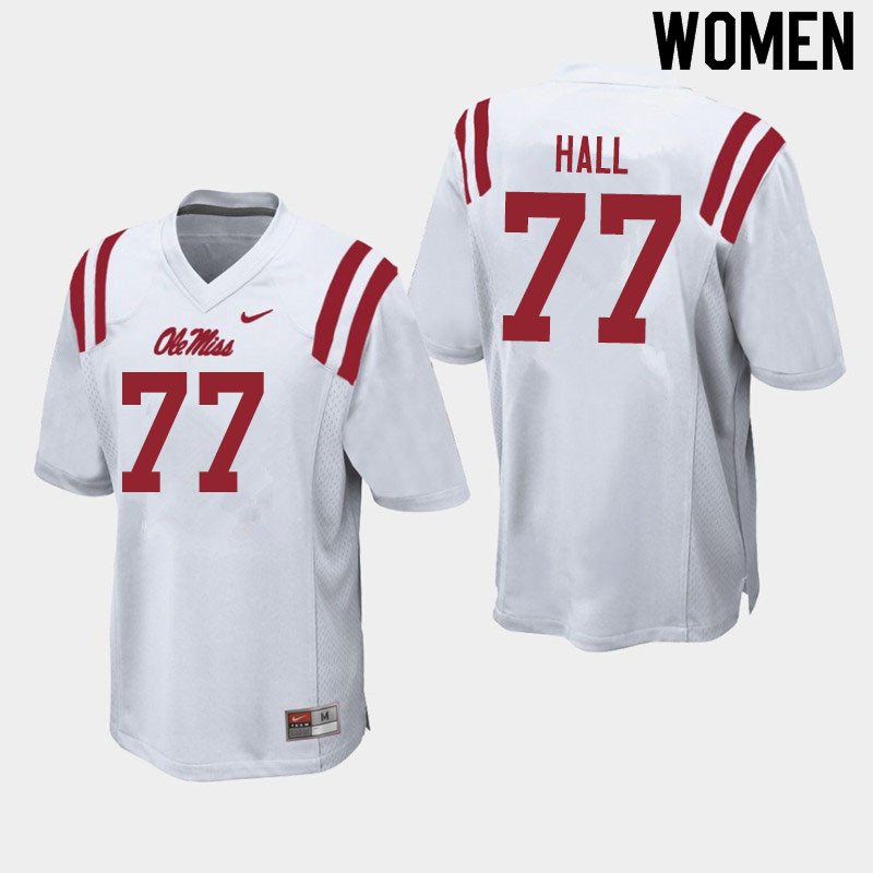 Women #77 Hamilton Hall Ole Miss Rebels College Football Jerseys Sale-White